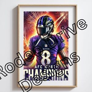 Lamar Jackson Baltimore Ravens 11x17 Poster AFC North Champion NFL Ravens Print